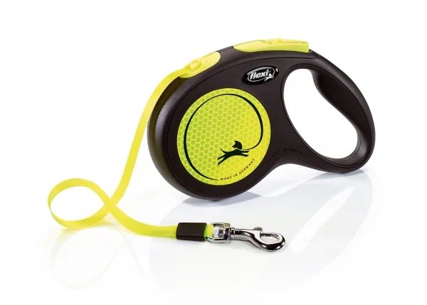 flexi New NEON bånd M, 5M, 25KG, musta/neon gul