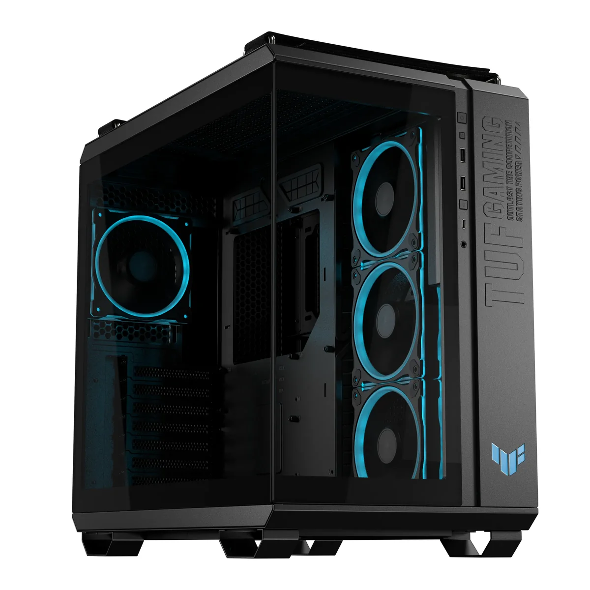 ASUS TUF Gaming GT502 Horizon -miditornikotelo ikkunalla ja RGB-valaistuksella, musta