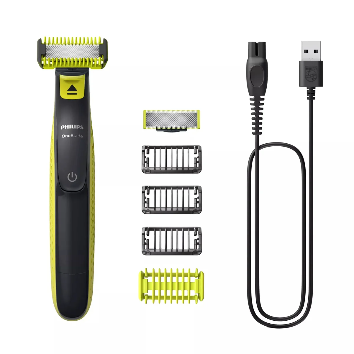 Philips Norelco OneBlade QP2824/10, kalvoparranajokone, harmaa, lime, akku, nikkelimetallihydridi (NiMH), 45 min, 8 h