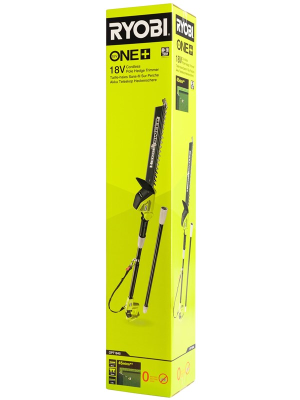 Ryobi One+ OPT1845 - Pensasleikkuri - akkukäyttöinen - 18 V - ei akkua - 1350 kierrosta minuutissa - 45 cm - Leikkuukapasiteetti 18 mm - 4,2 kg - SOLO