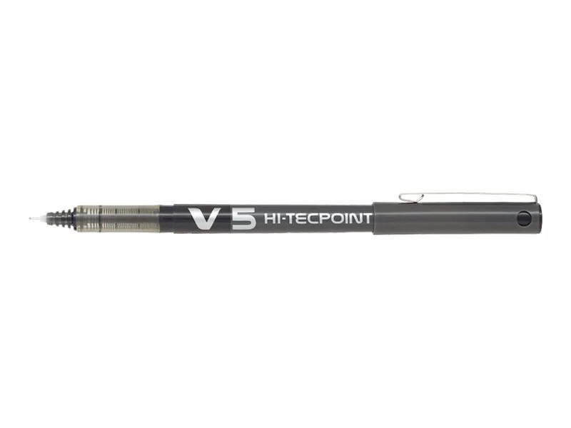 Pilot Hi-Tecpoint V5 - Kuulakärkikynä - musta - vesipohjainen muste - 0,5 mm - extrafine - (12 kpl)