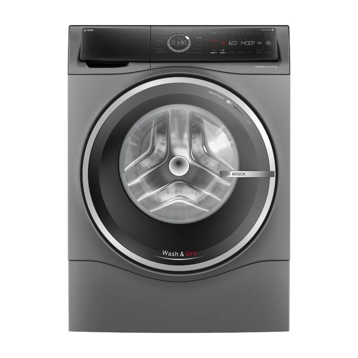 Bosch Serie | 8 WNC254ARSN - Pesukone/kuivausrumpu - Wi-Fi - Niche - leveys: 60 cm - korkeus: 85 cm - etulataus - 65 litraa - 10,5 kg - 1400 rpm - valurauta harmaa