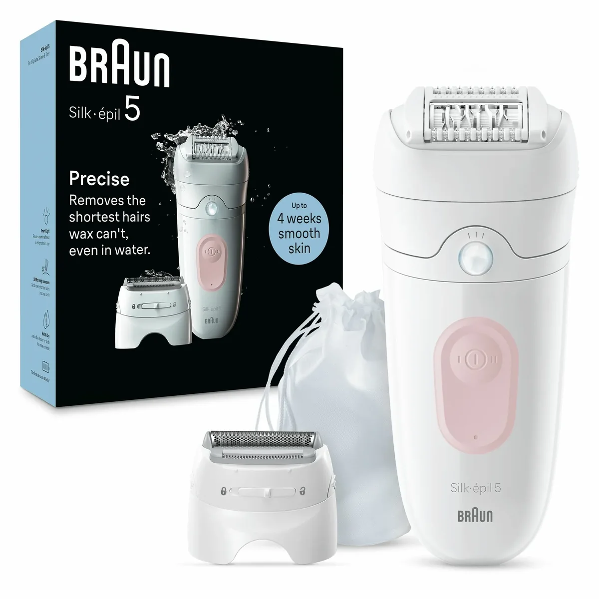 Braun Silk-épil 5 5-030 -epilaattori, vaaleanpunainen ja valkoinen