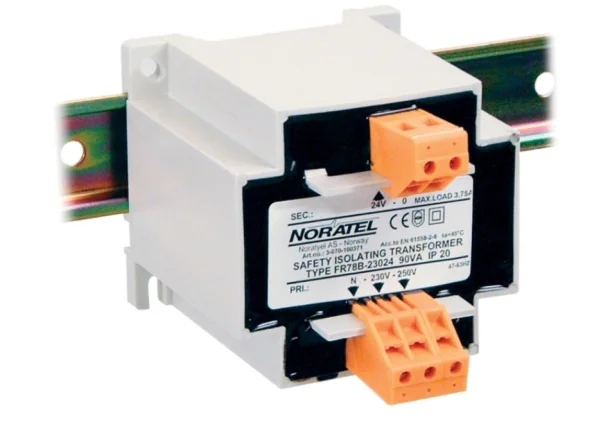 NORATEL muuntaja, primääri, 400 - 415 - 440V, sekundääri 230V, 130VA, 47-63Hz, LxSxK 90 x 84 x 110 mm, IP20