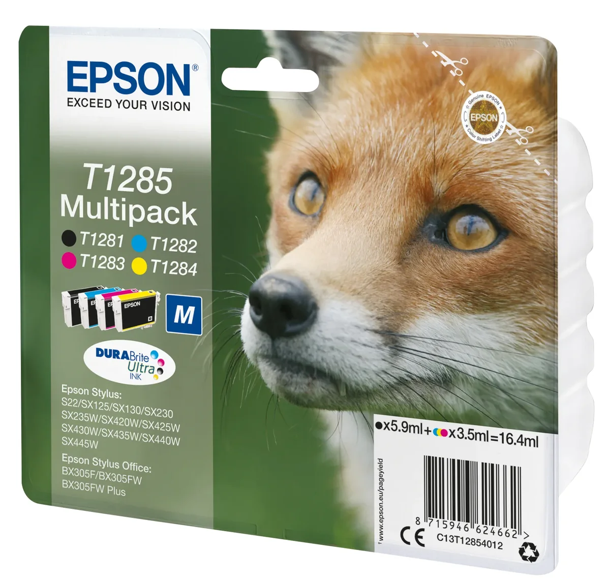 Epson T1285 -mustekasettipakkaus, monivärinen, 4 kpl