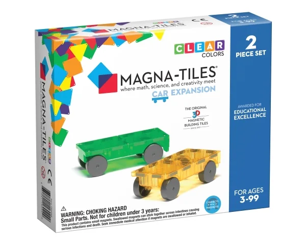 Magna-Tiles Cars - Green & Yellow 2-Piece Magnetic Building Set