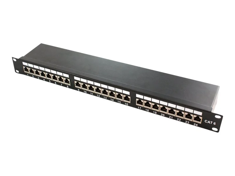 LogiLink - Liitäntäpaneeli - CAT 6a - STP - RJ-45 X 24 - lajitelma, RAL 9005 - 1U - 19