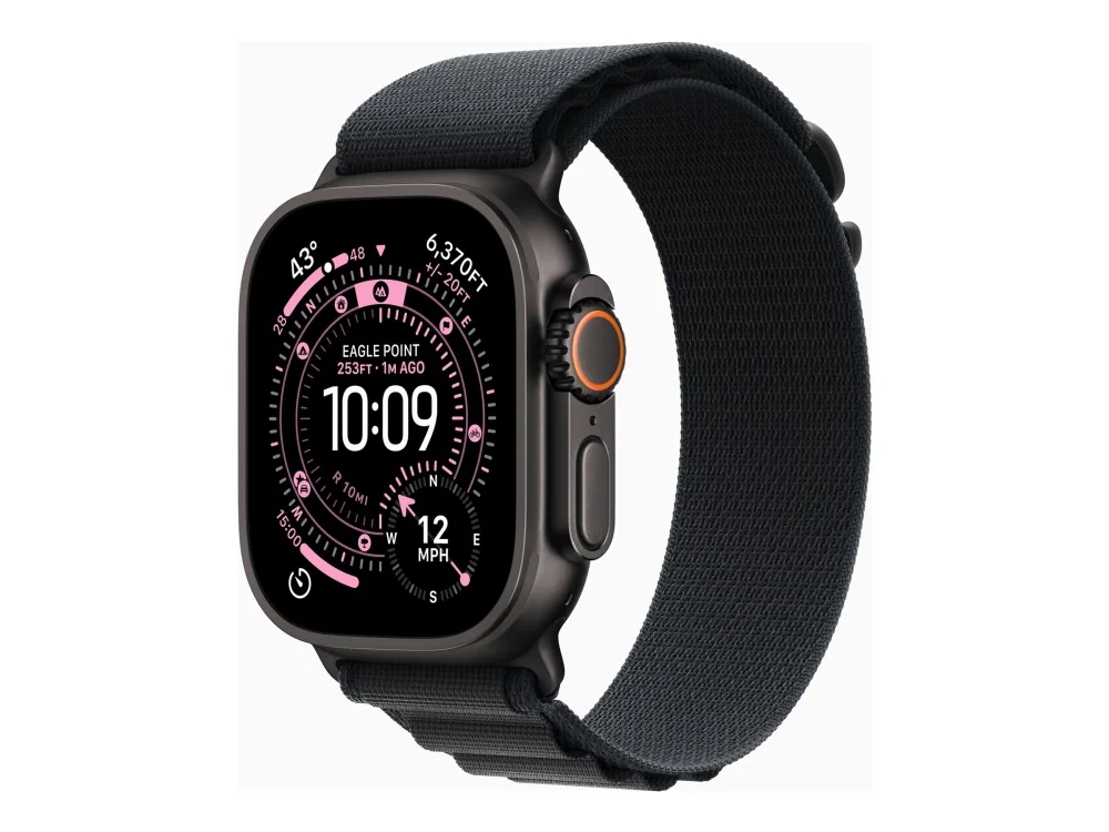 Apple Watch Ultra 3 GPS + Cellular 49mm Black Titanium Case with Black Alpine Loop - Medium