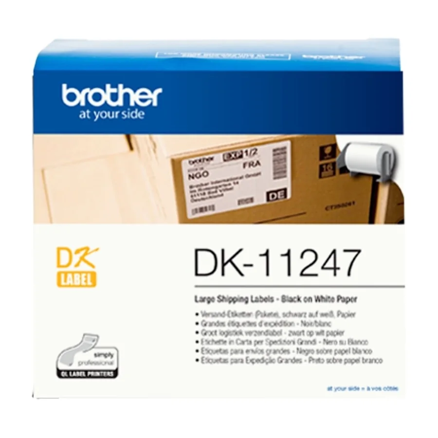 Brother DK-11247, Musta valkoisella, 180 kpl, DK, Musta, Valkoinen, Suoralämpö, Kiina