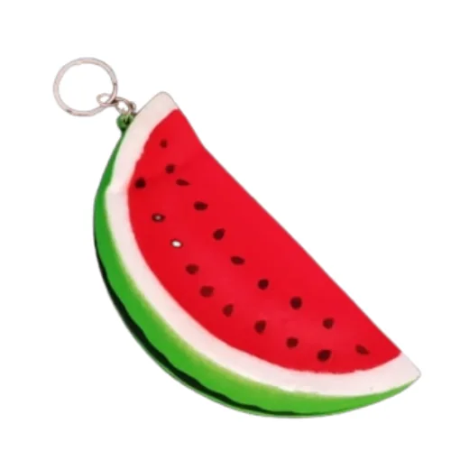 Squishy Watermelon Slice Stress Relief Squeeze Toy With Keychain - 14 × 14 cm