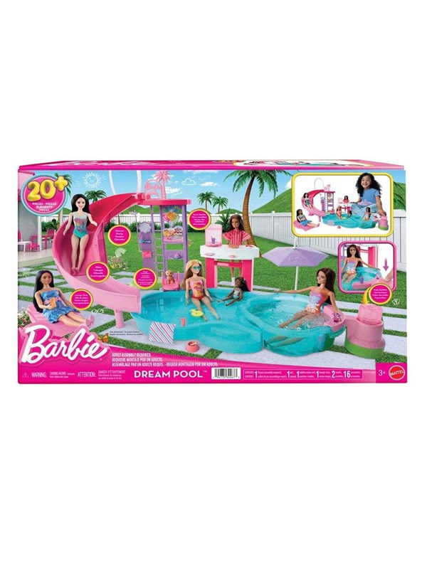 Barbie Dream Pool -leikkisetti liukumäellä ja porealtaalla