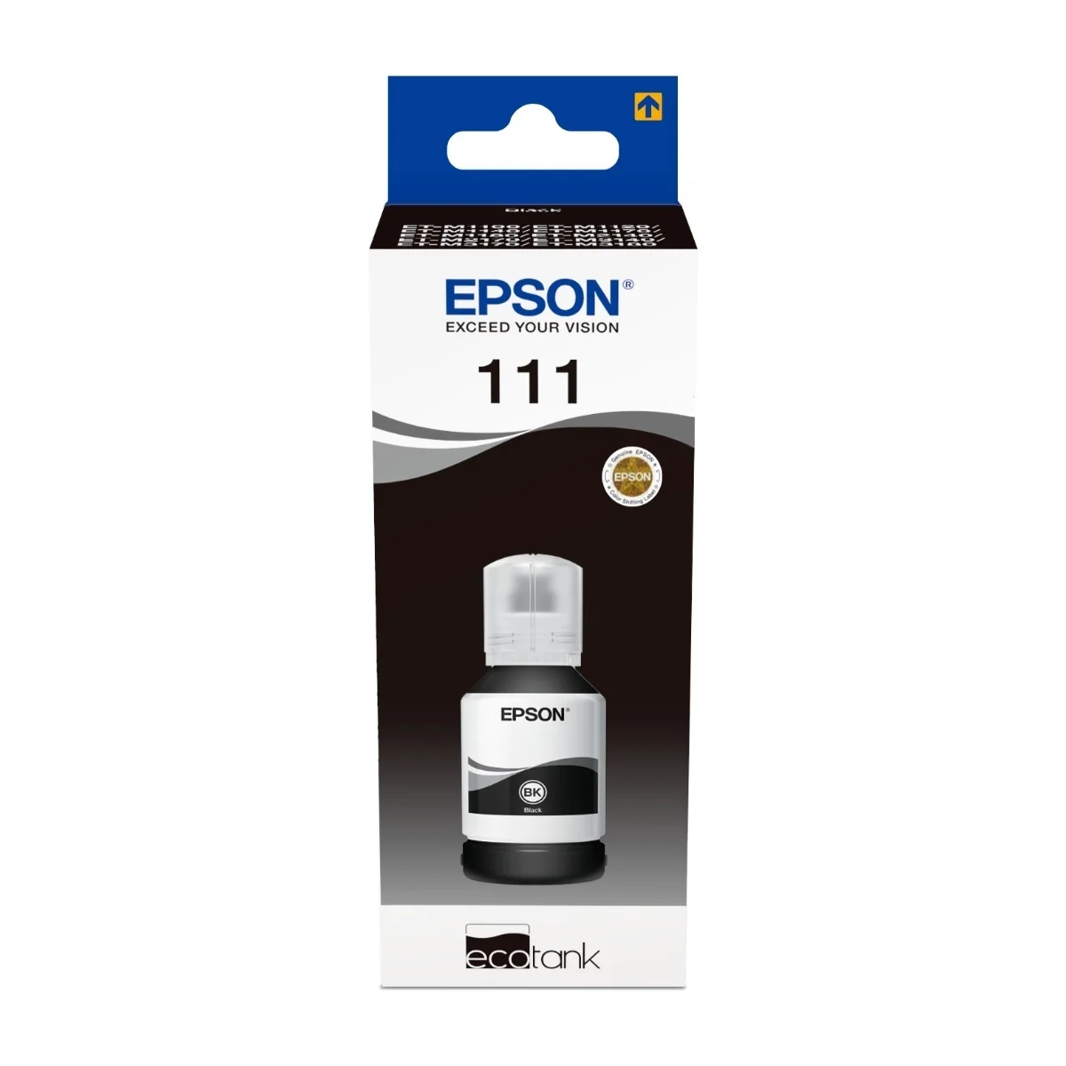 Epson 111 EcoTank -mustepullo, musta pigmenttimuste, Alkuperäinen, Musta, Epson, EcoTank ET-M3180, ET-M3170, ET-M3140, ET-M2140, ET-M1180, ET-M1140, ET-M1120, ET-M1100, High (L) Yield, 120 ml