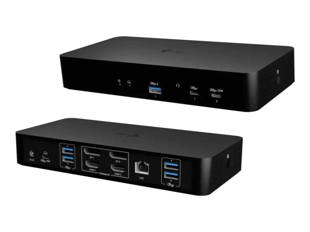 i-Tec - Telakointiasema - USB-C / USB4 / Thunderbolt 3 / Thunderbolt 4 / Thunderbolt 5 /USB-A - 2 x HDMI, 2 x DP - 1GbE - 135 Watt - Europa