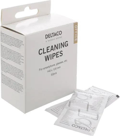 DELTACO Cleaning wipes for glass, 52pcs
