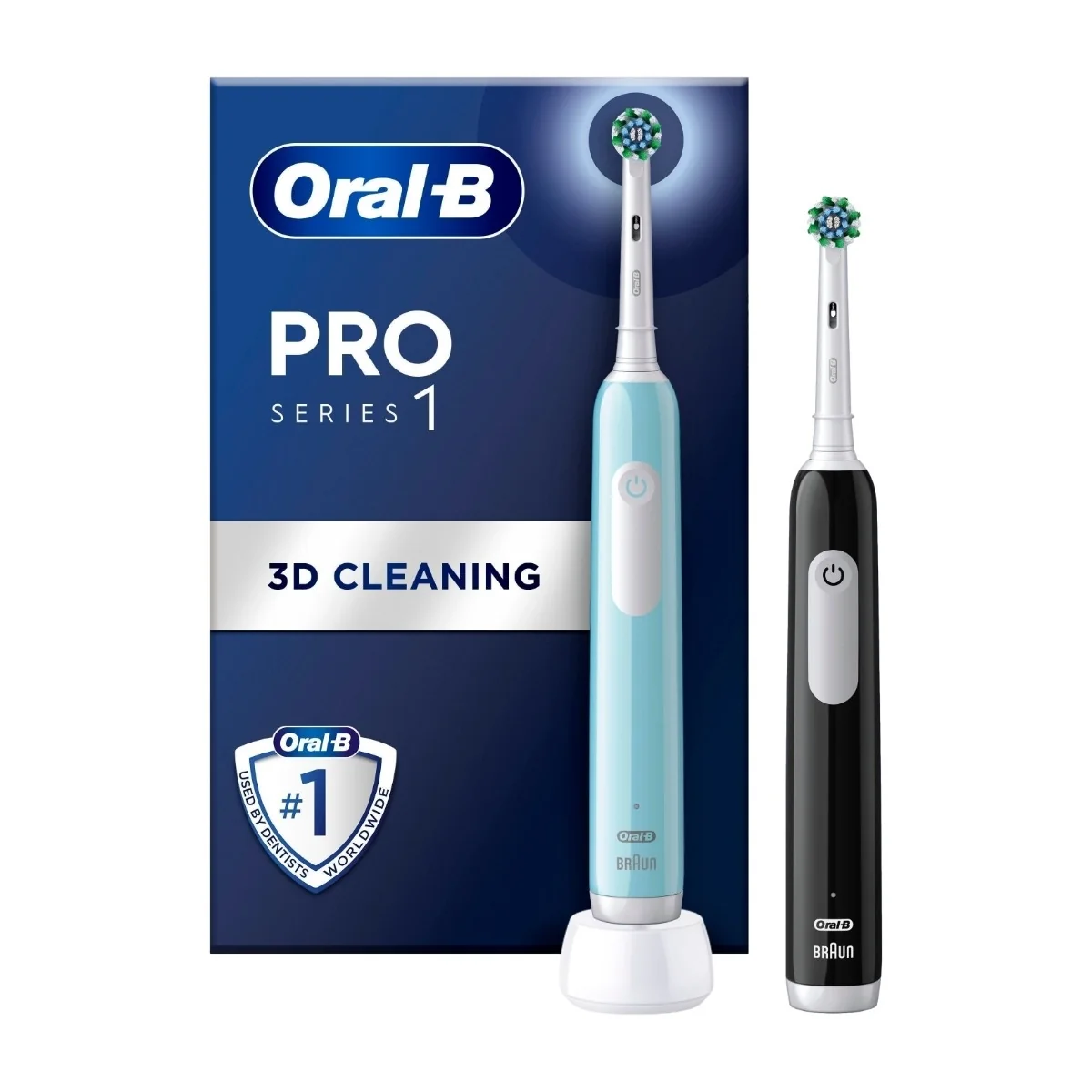 Oral-B Pro 1 Duo -sähköhammasharja, 2 kpl, musta/turkoosi