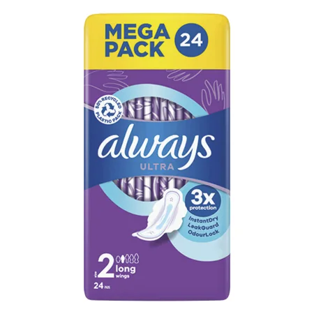 Always Ultra Long Size 2 Sanitary Pads With Wings - 24 kpl