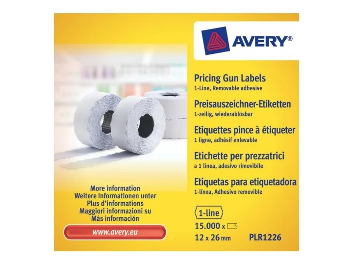 Avery Labels on roll for 1 line pricing gun up to 8 digits removable white