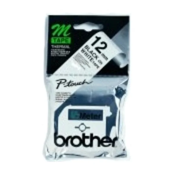 Brother Labelling Tape - 12Mm, black/white, Blister etikettien kirjoitusnauha m