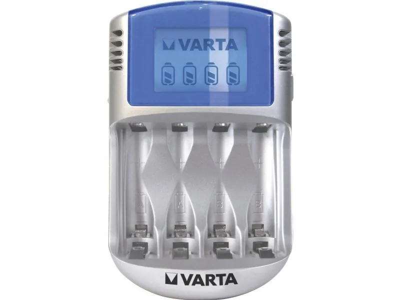Varta LCD laturi 12V& USB Laturi pyöreille NiMH R03 (AAA), R6 (AA) kennoille