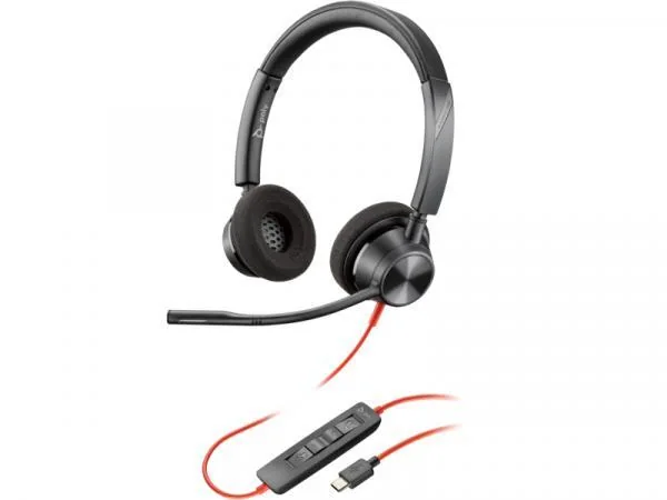 HP Poly Blackwire 3320 -kuulokemikrofoni + USB-C-USB-A-adapteri, musta