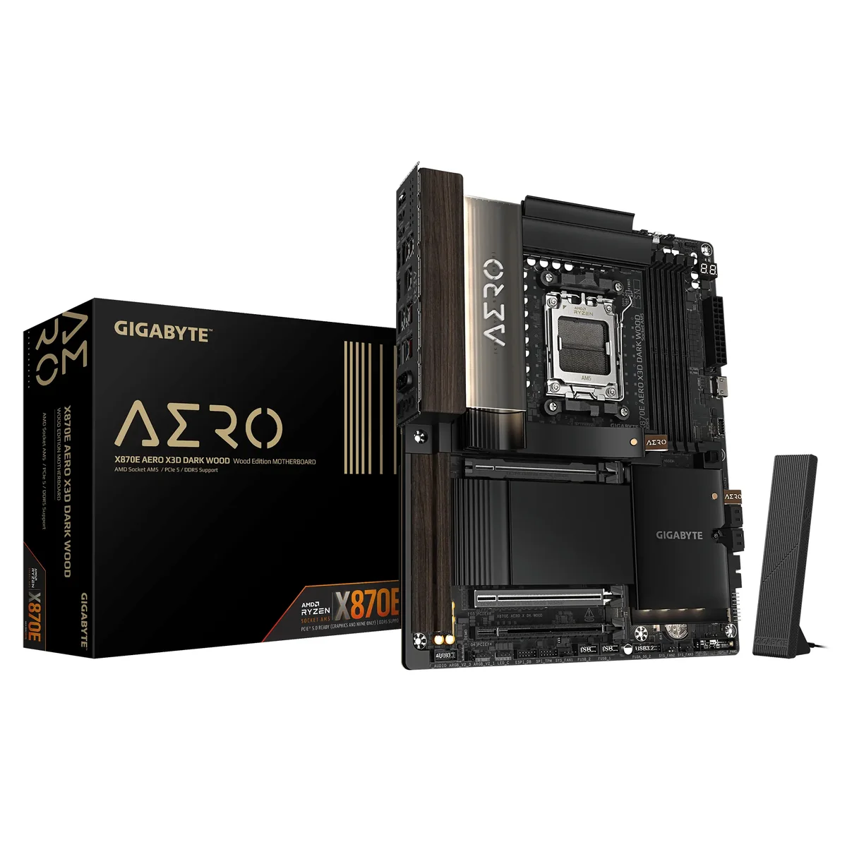 GIGABYTE X870E AERO X3D DARK WOOD Emolevy - AMD X870E - AMD AM5 - DDR5 RAM - ATX