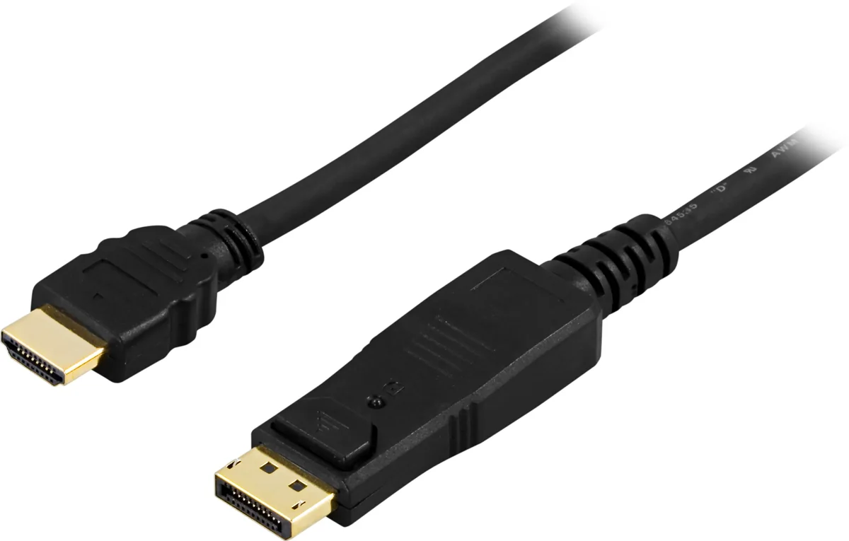 Deltaco DP-3020 DisplayPort – HDMI -kaapeli, jossa 4K, 2 m, musta