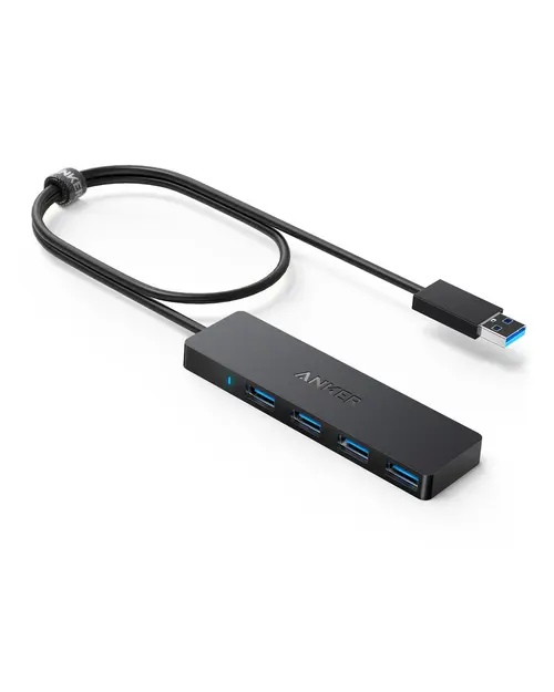 Anker Ultra Slim 4-Port USB 3.0 -tietoväylän keskusyksikkö USB hub - 4 porttia - USB 3.0 - Musta
