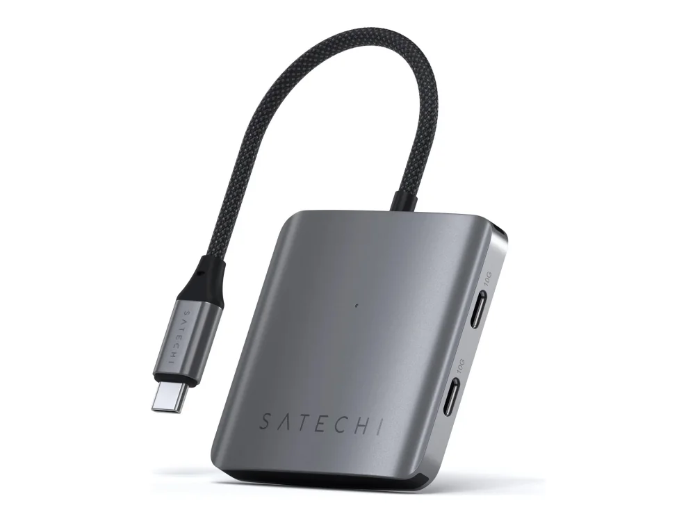 Satechi Satechi Satechi 4 Port USB-C Hub PD - alumiininen USB-C-keskitin (4x USB-C 10Gbps, mukaan lukien 1x 100W PD) (avaruusharmaa)
