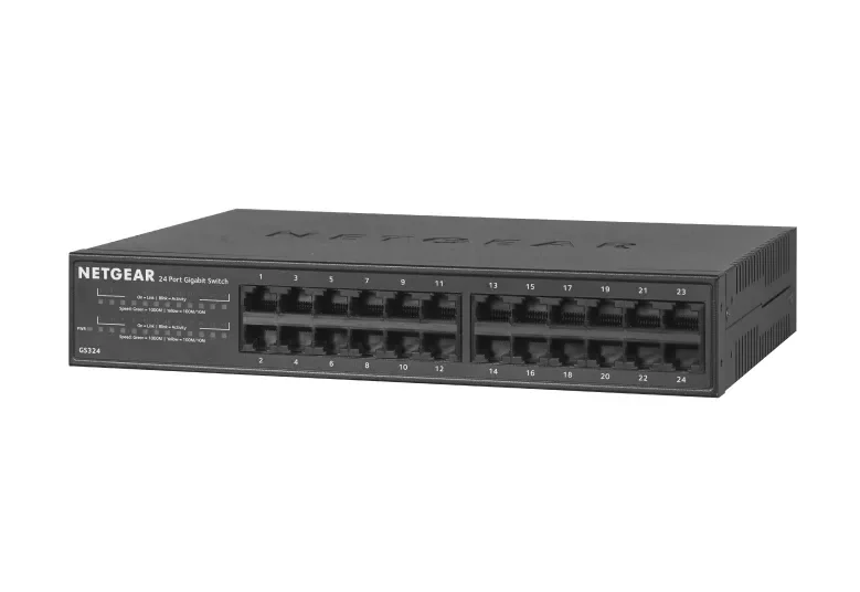 NETGEAR GS324-200EUS - 24-porttinen hallitsematon Gigabit Ethernet -kytkin, Musta