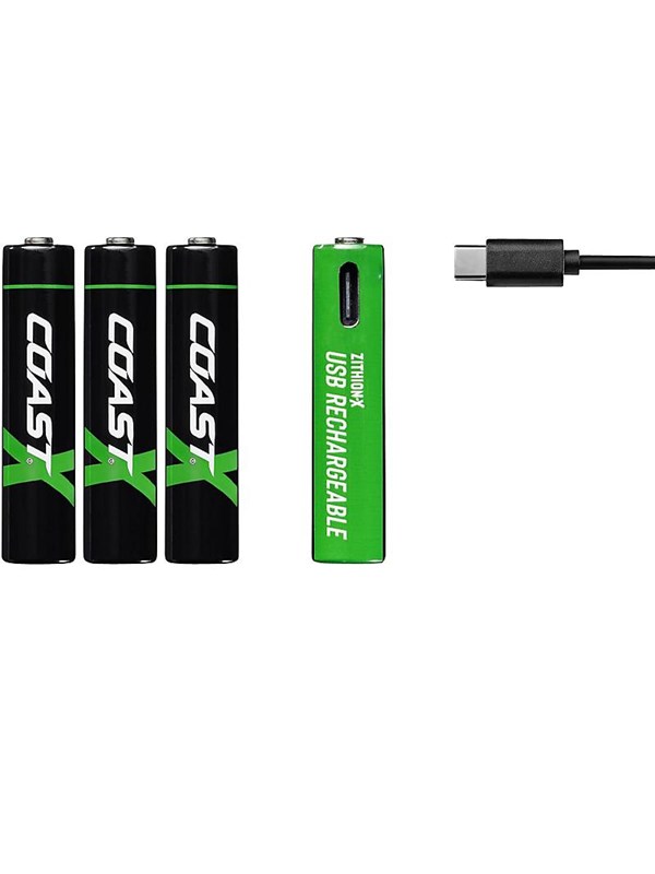 Coast Battery 1.5V AAA Li-Ion rechargeable 750 mAh USB-C cable pack of 4.
