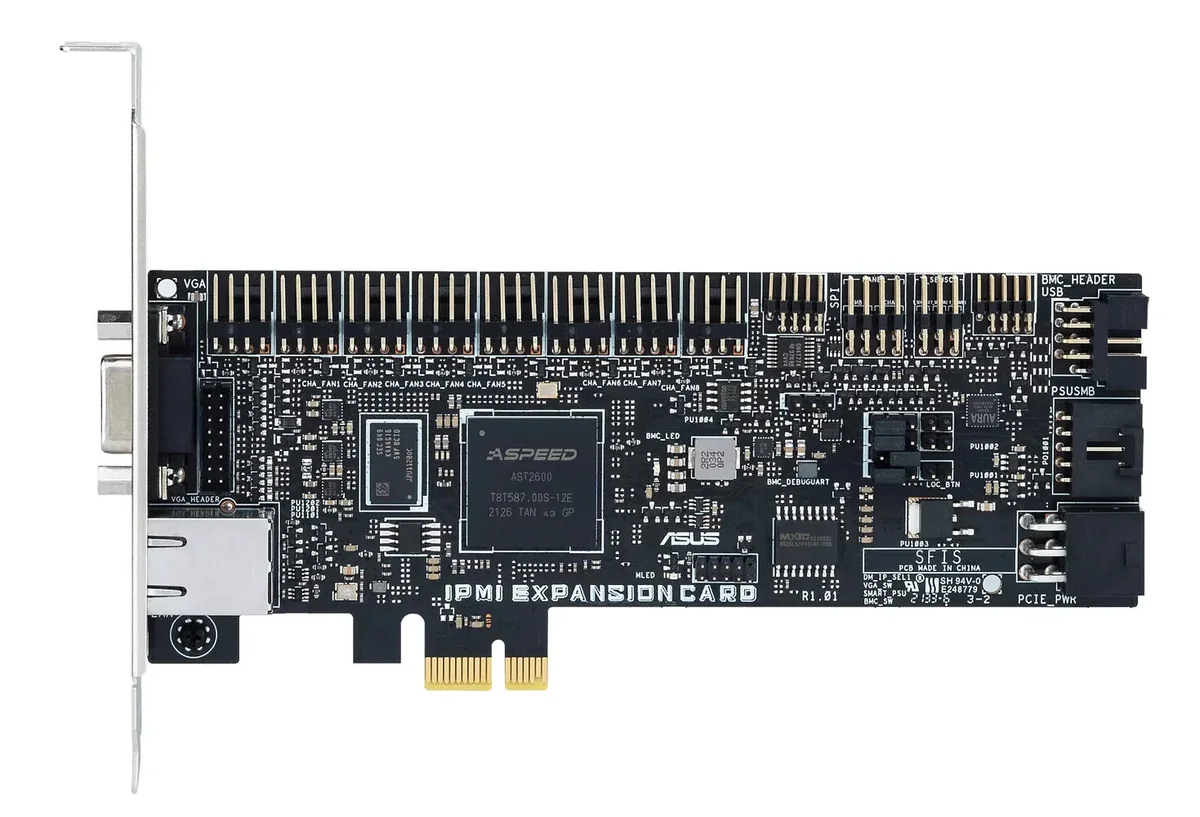 ASUS IPMI EXPANSION CARD-SI, PCIe, RJ-45, VGA, musta, Hopea, 1 kpl