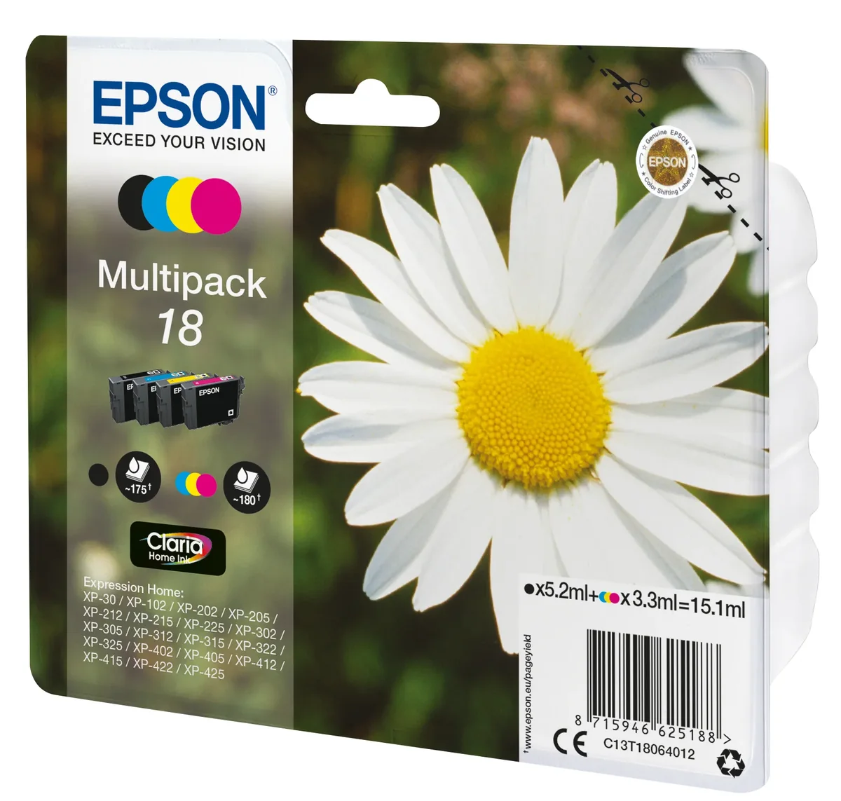 Epson 18 -mustekasettipakkaus, monivärinen, 4 kpl