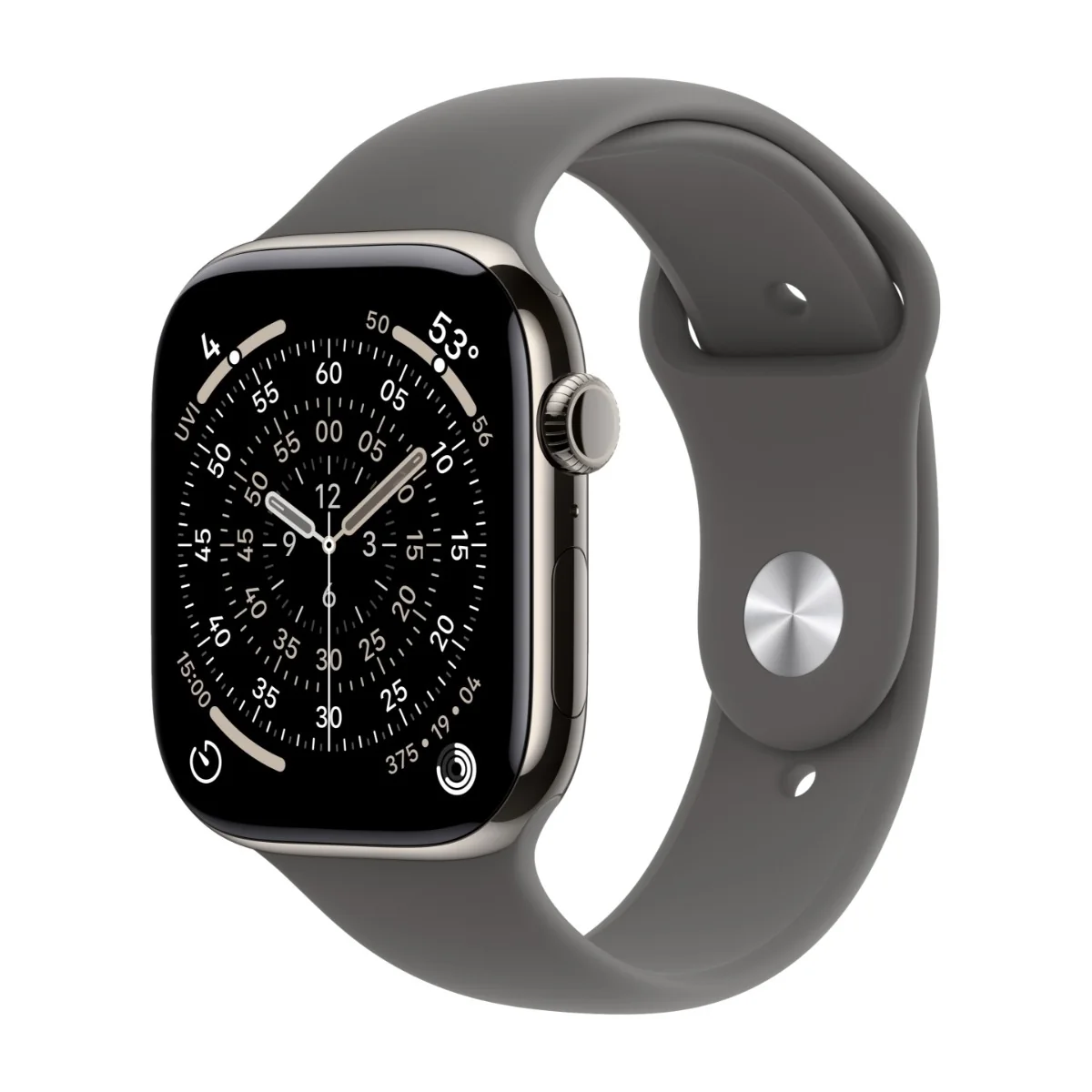 Apple Watch Series 11 GPS + Cellular 46mm Natural Titanium Case with Stone Grey Sport Band - S/M