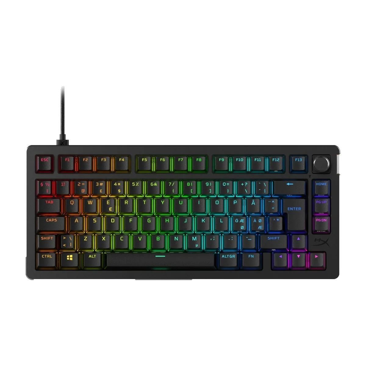 HyperX Alloy Rise 75% - Pelinäppäimistö - ilman numpadia - Pohjoismainen - Musta