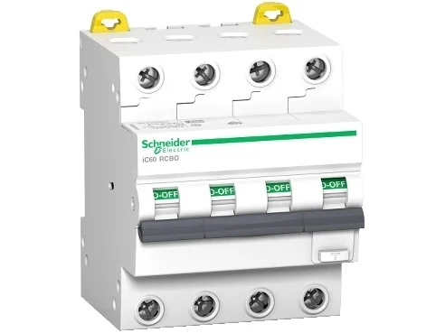 SCHNEIDER ELECTRIC Acti9 iC60 -yhdistelmäkytkin 4P, 16A, 415V, 30mA, 6kA, luokka A, C-ominaisuus, leveys 72 mm