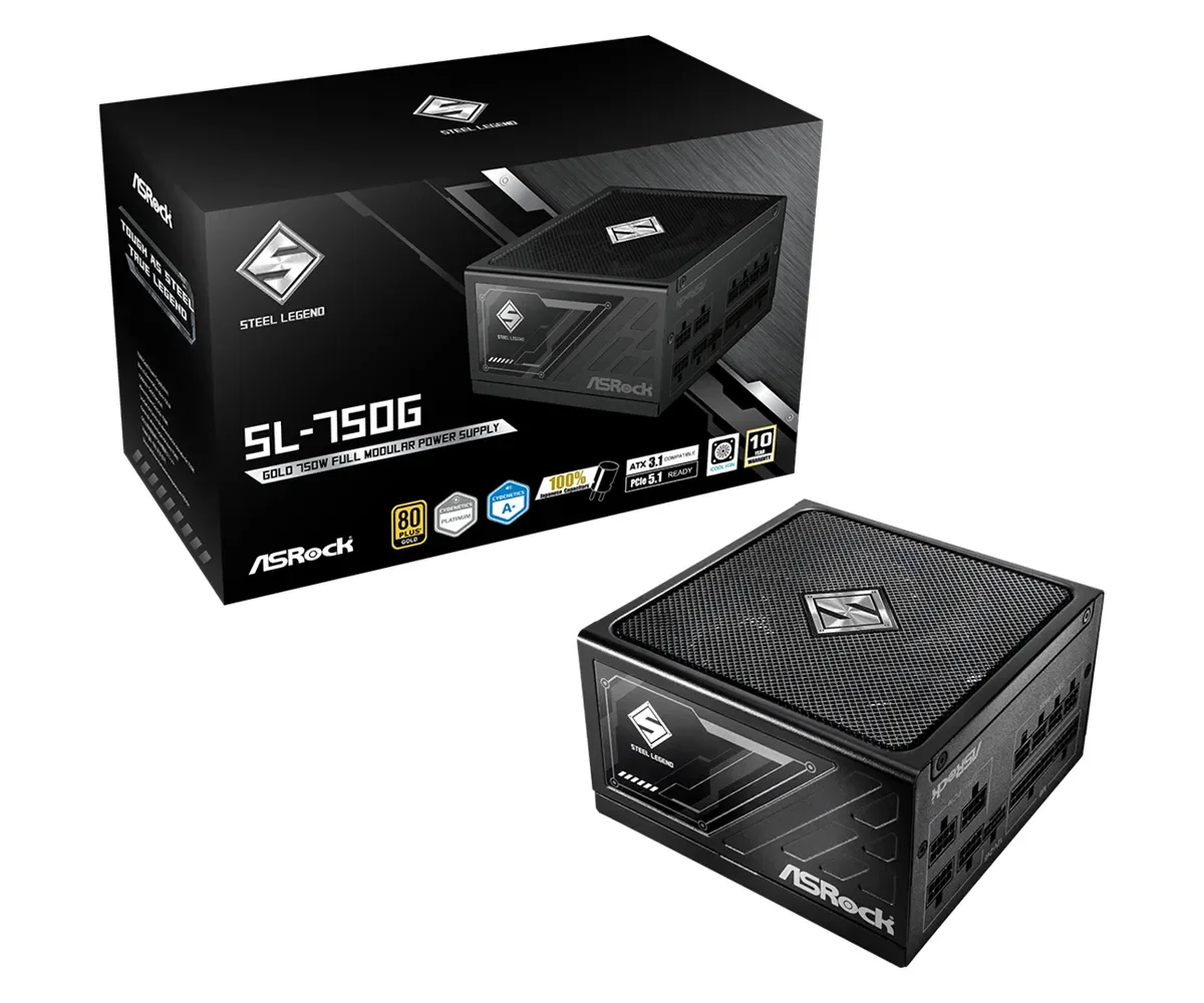ASRock Steel Legend SL-750G 750W -virtalähde, 80 Plus Gold