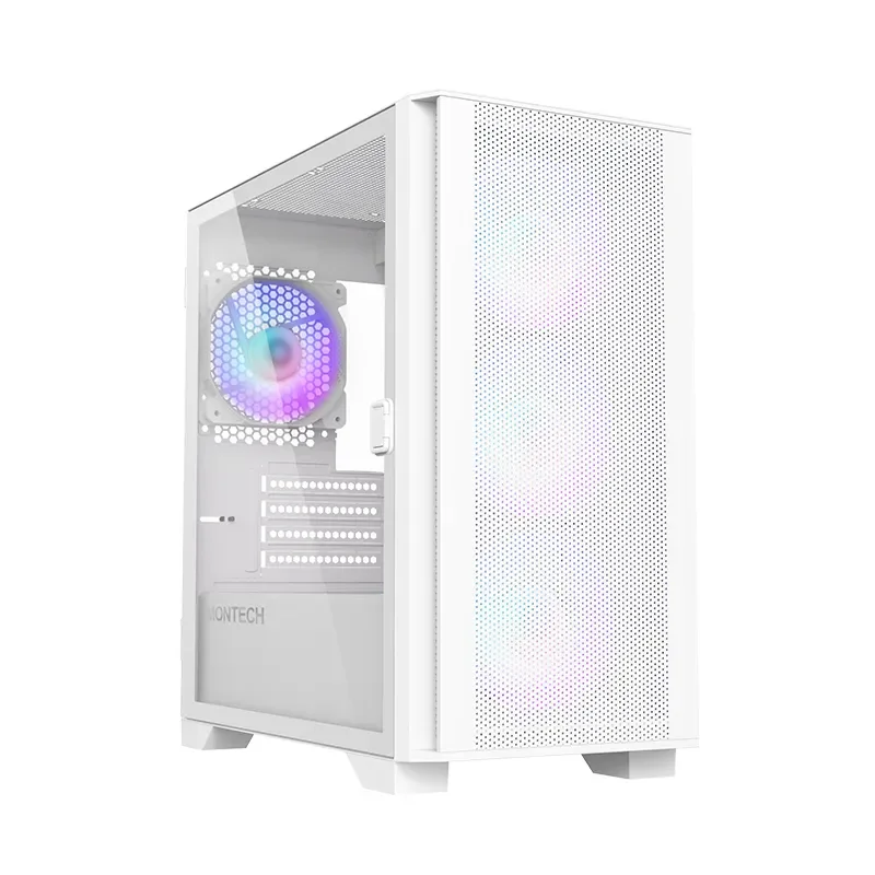 Montech AIR 100 ARGB -micro-ATX-kotelo ikkunalla ja RGB-valaistuksella, valkoinen