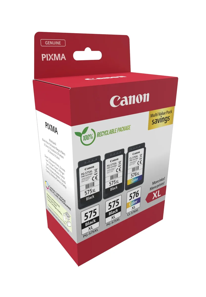 Canon PG-575XL/CL-576XL -mustekasettipakkaus, musta, väri, 3 kpl