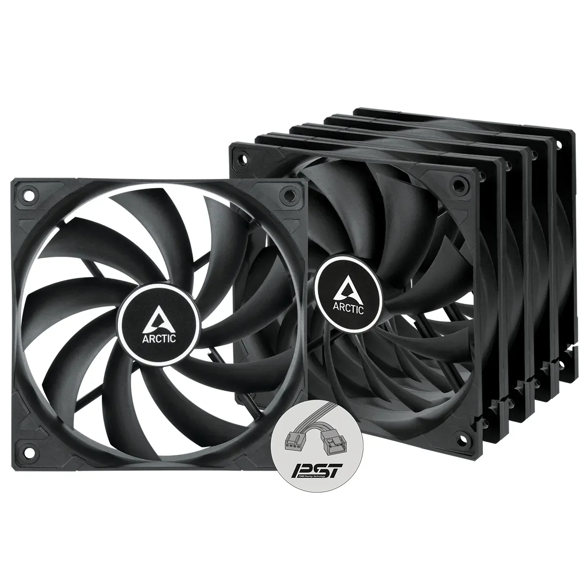 Arctic Case Acc P12 Fan 12cm PWM PST RGB Musta 3-Pack - Kotelotuuletin - 120mm - 0 dBA
