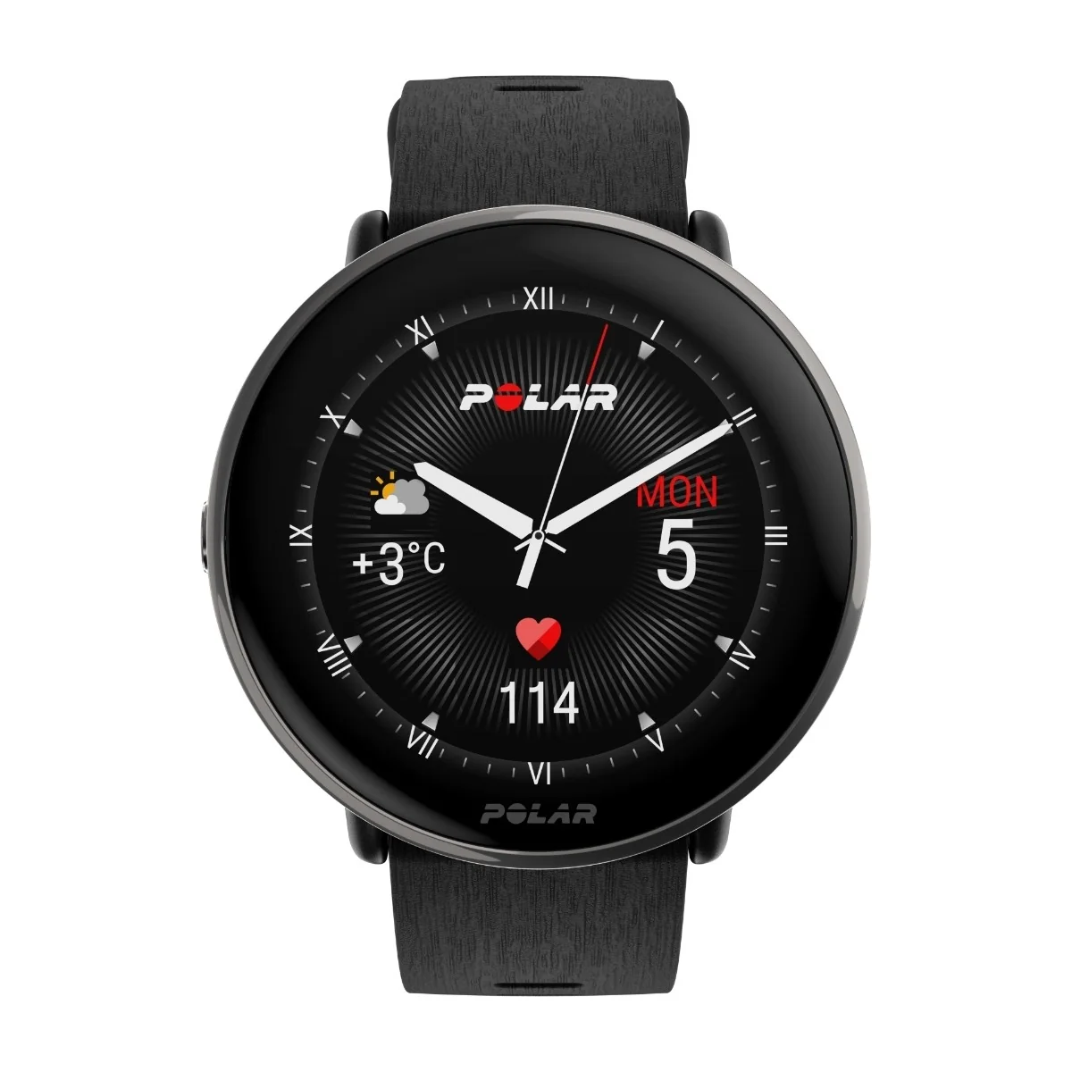 Polar Ignite 3 Titanium Fitnesskello silikoniranneke S/L titaani/musta