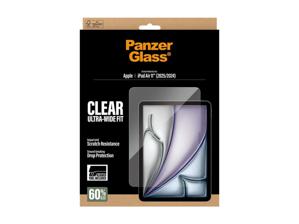 PanzerGlass ® Screen Protector iPad Air 11 (2024-2026) | Ultra-Wide Fit w. FASTFIT TOOL, Apple, Apple - iPad Air 11 (2025), Apple - iPad Air 11 (2024), Apple - iPad Air 11 (2026), Asennus kuivana, Naarmuuntumisenkestävä, Iskunkestävä, Läpinäkyvä, 1 kpl