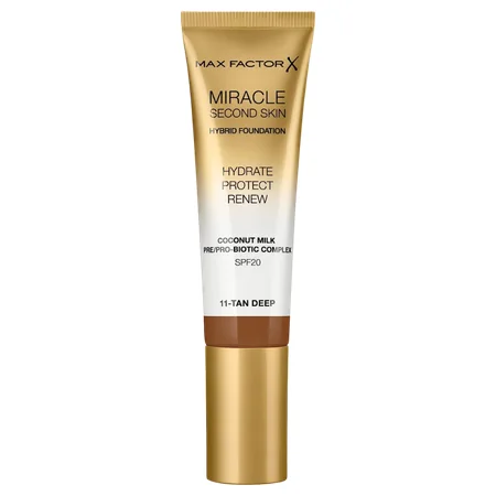 Max Factor SPF20 Miracle Second Skin Hybrid Foundation 11 Tan Deep - 30 ml