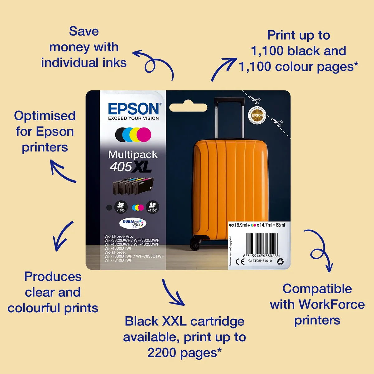 Epson 405XL - XL - Musta - Original - ink cartridge
