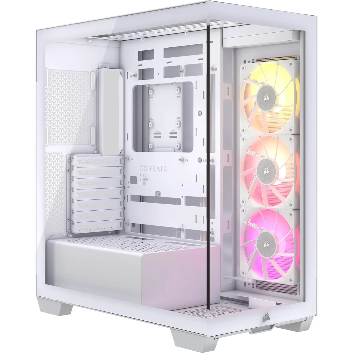CORSAIR iCUE LINK 3500X -miditornikotelo ikkunalla ja RGB-valaistuksella, valkoinen