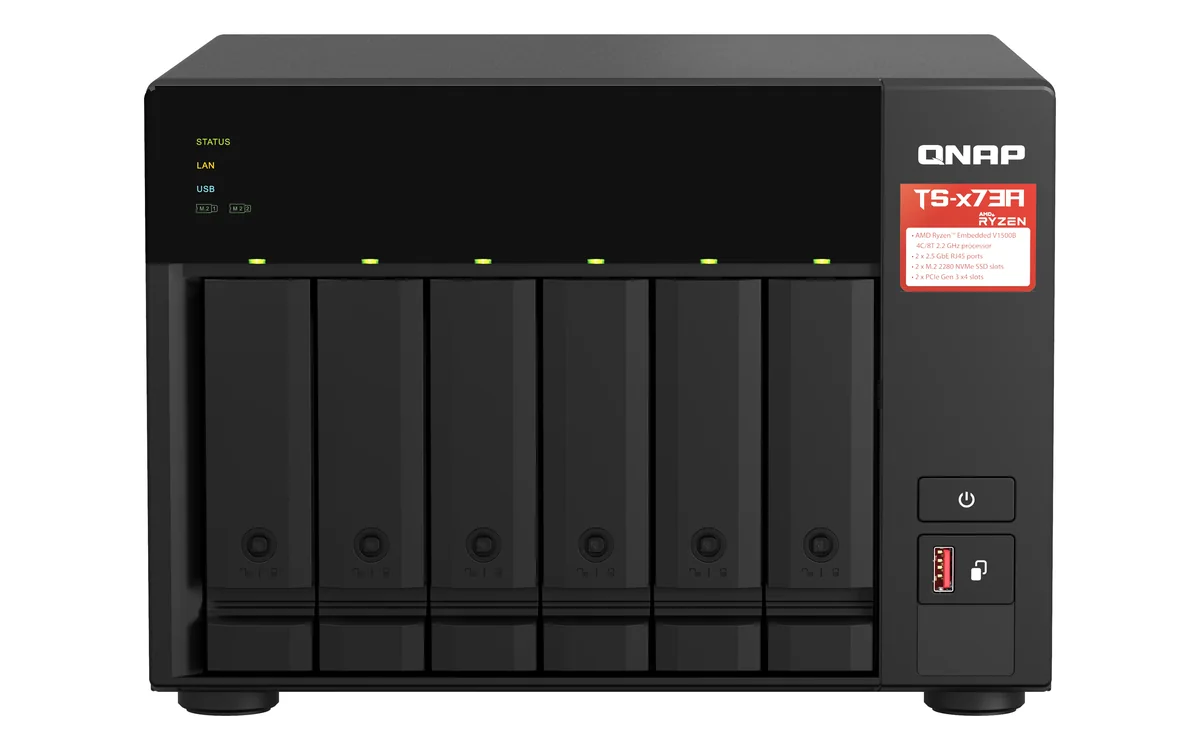 QNAP TS-673A-8G - 8-paikkainen verkkotallennusjärjestelmä, Musta
