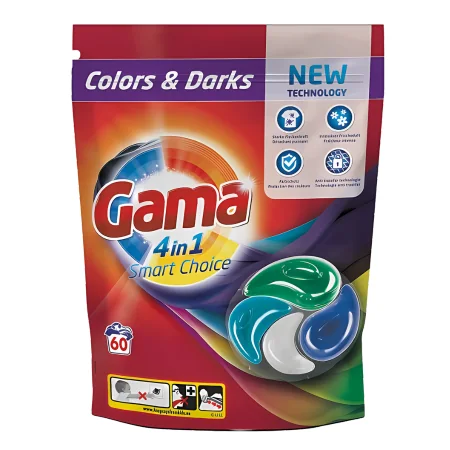 Gama 4-in-1 pesuainesäiliöt Tummat ja värilliset - 60 kpl