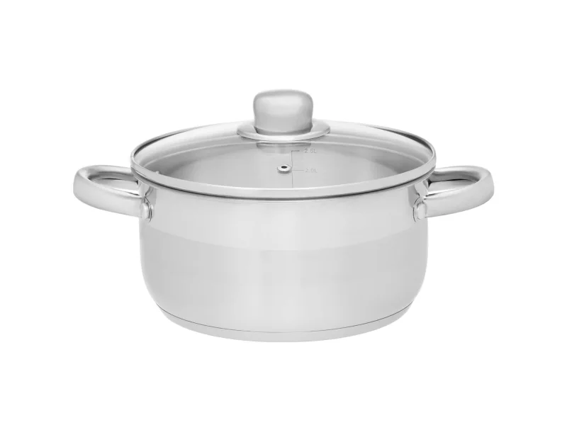 Maku Kitchen Life Basic ruostumattomasta teräksestä valmistettu kattila lasikannella 6,5 L 24 cm