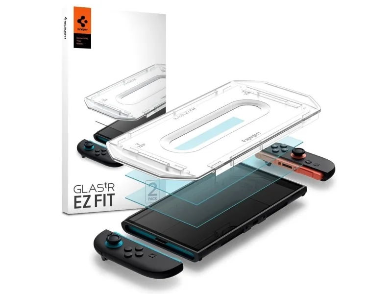 Spigen GLAS.tR EZ Fit, Näytönsuoja, Nintendo Switch 2, Läpinäkyvä, Karkaistu lasi, Kirkas näytönsuoja, 9H