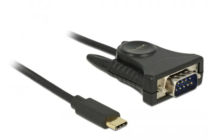 DE-LOCK 62964 USB Type-C to RS-232 DB9 - Sarjasovitin, Musta