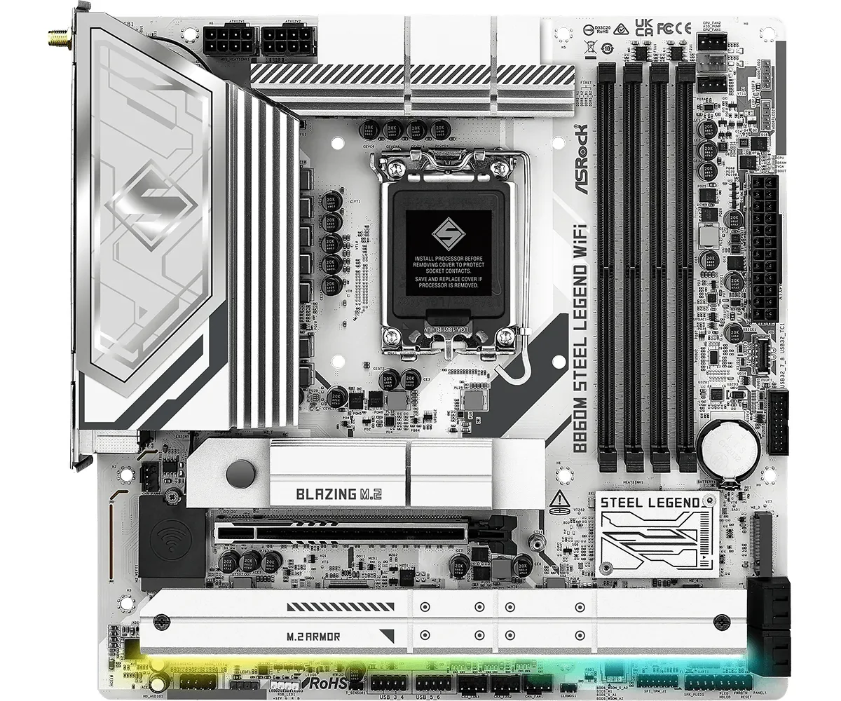 ASRock B860M Steel Legend WiFi Emolevy - Intel B860 - Intel LGA1851 - DDR5 RAM - Micro-ATX